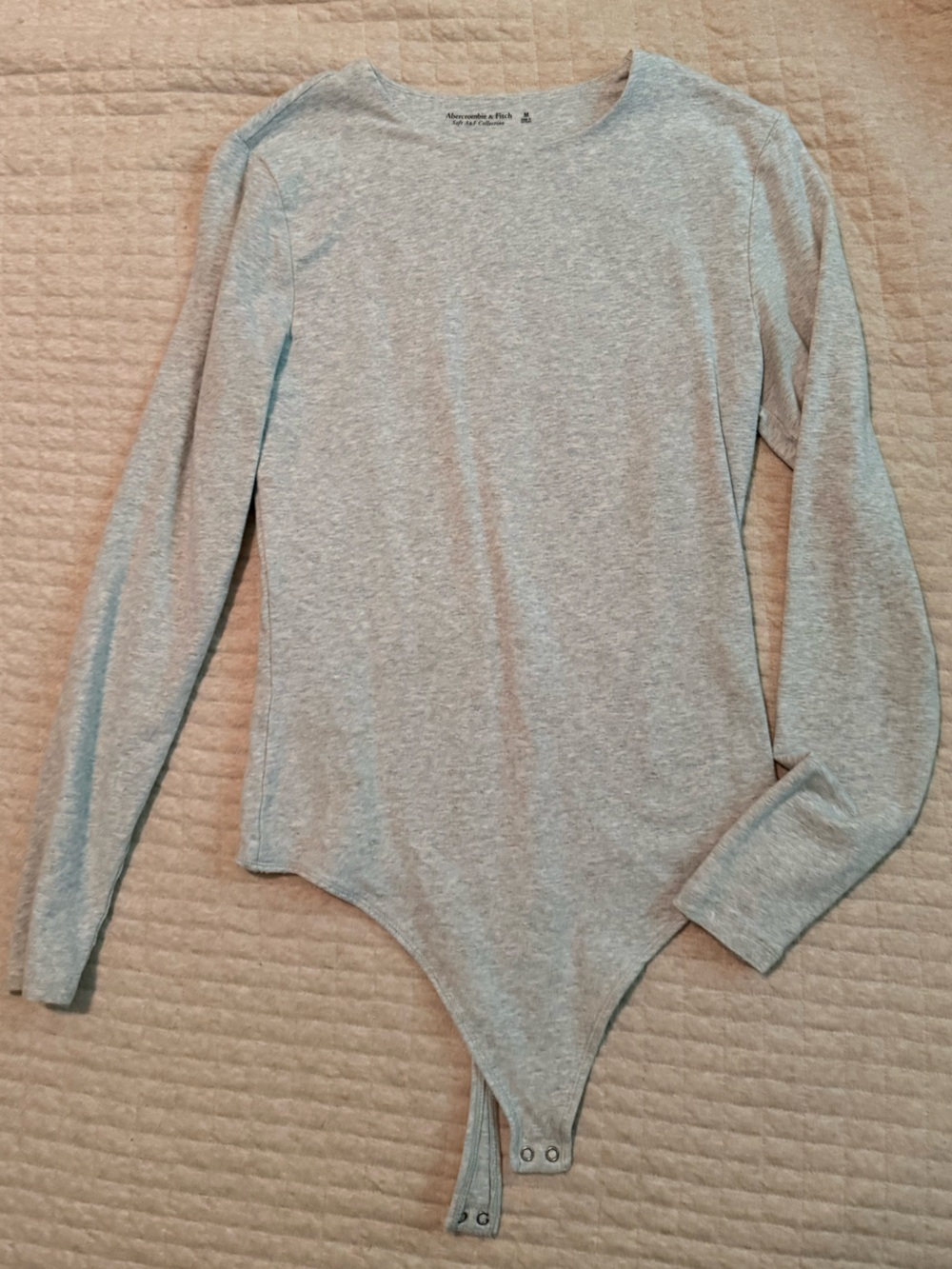 Abercrombie & Fitch Light Heather Gray Long-Sleeve Bodysuit